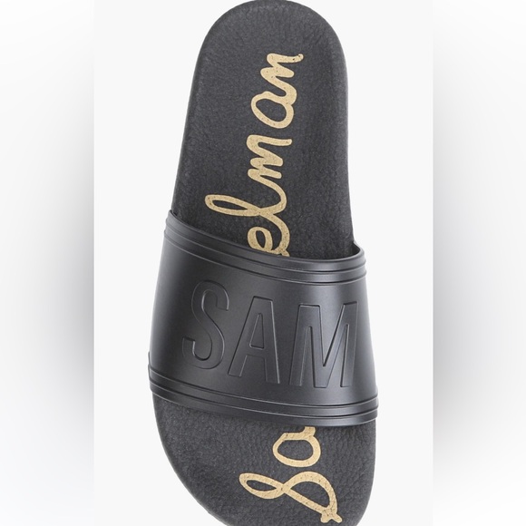 Sam Edelman Ira Slide Sandal Size 8 Black w/Gold - Picture 5 of 9